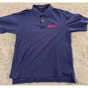 Cleveland Indians Polo Shirt Mens L Blue Cross Creek Spellout USA Made Vintage